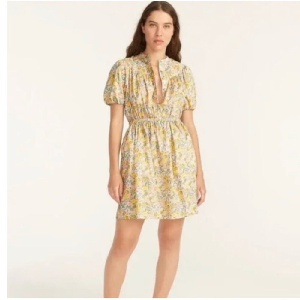 J. Crew Short Puff Sleeve Shirtdress Liberty Elysian Day Floral Print Medium
